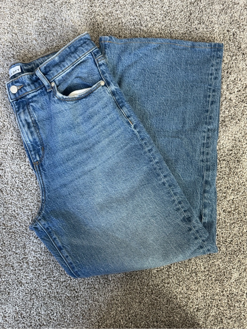 LOFT Classic High-Rise Wide Leg Jeans in Medium Blue
